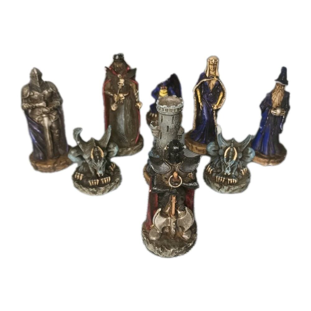 Lot of 9 Gothic Fantasy Good VS Evil Chess Pieces Demons Dragons Wizards Knights